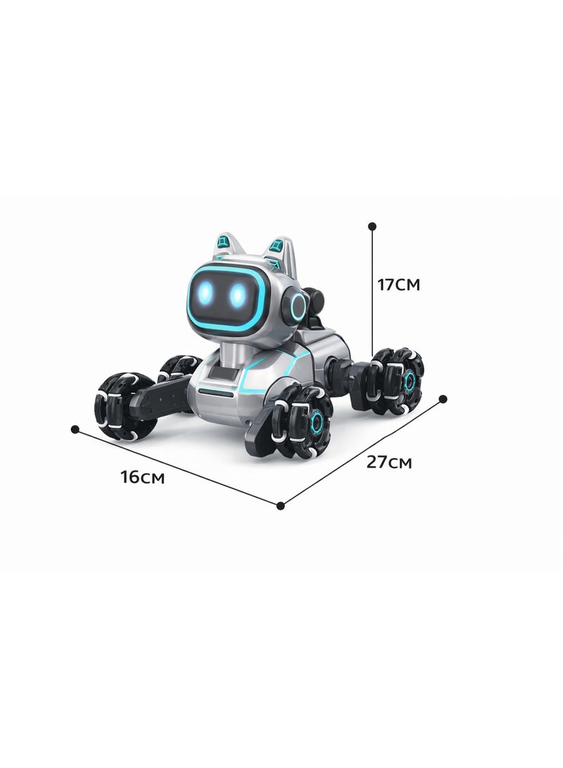 روبوت كلب ذكي للأطفال بتحكم مزدوج – تحكم عن بُعد وتحكم بالإيماءات – 8 عجلات – عيون LED – حركة وتسلق متطور - Image 2